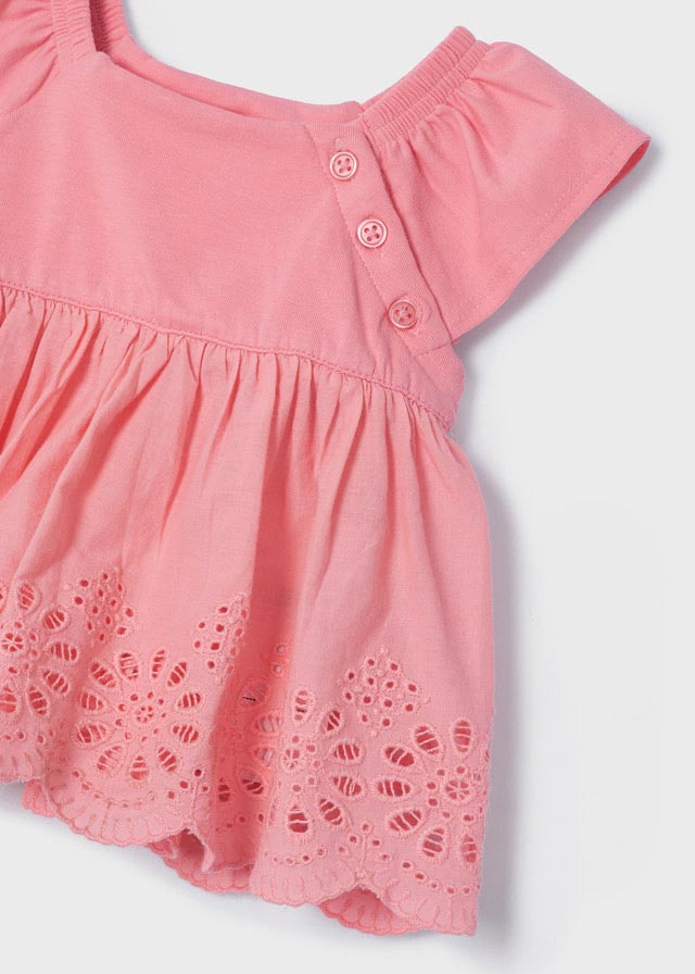 Playera manga corta combinada bebé niña