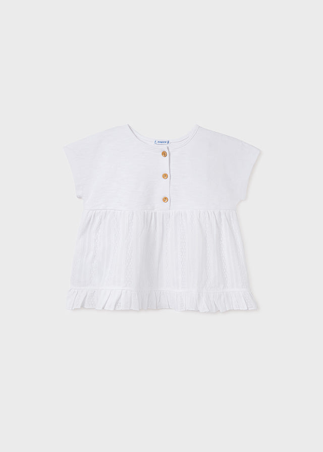 Playera manga corta combinada chica