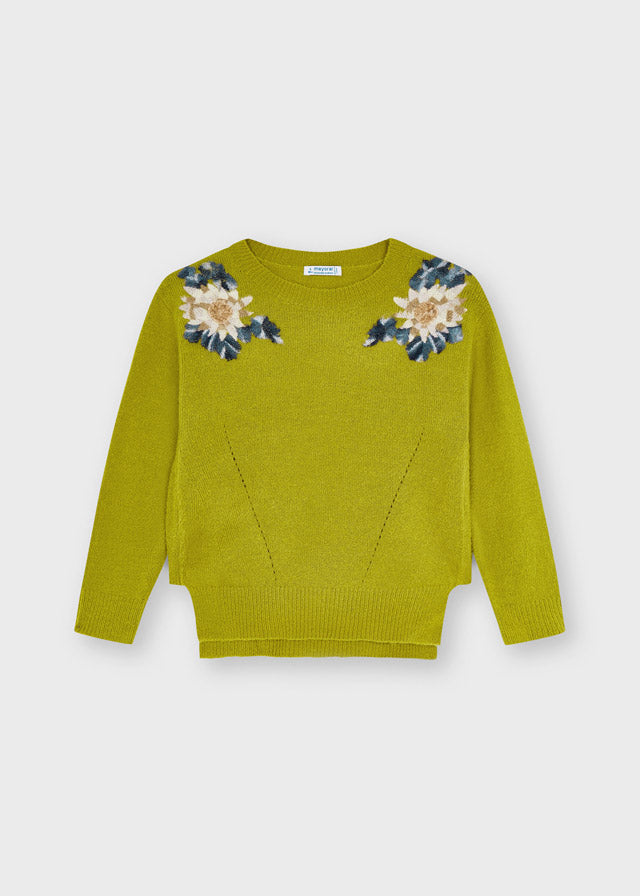 Suéter intarsia flores niña