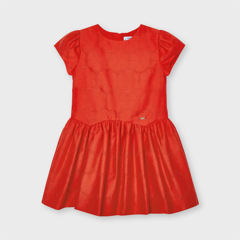 Vestido jacquard flor niña