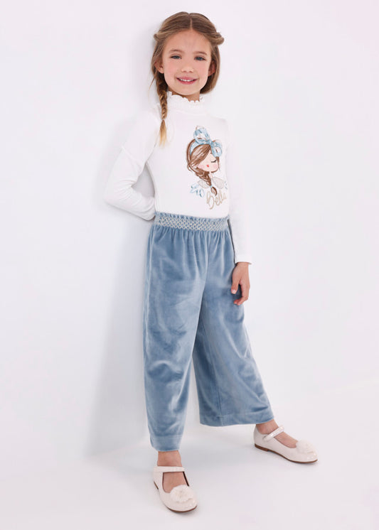 Pantalón cropped terciopelo niña