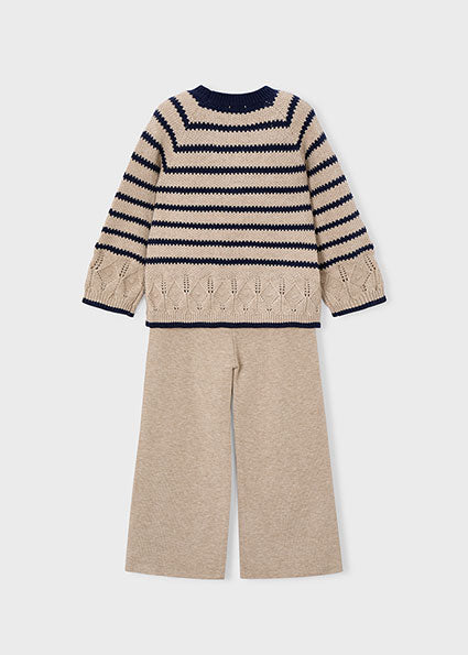 Conjunto pantalón y suéter rayas niña