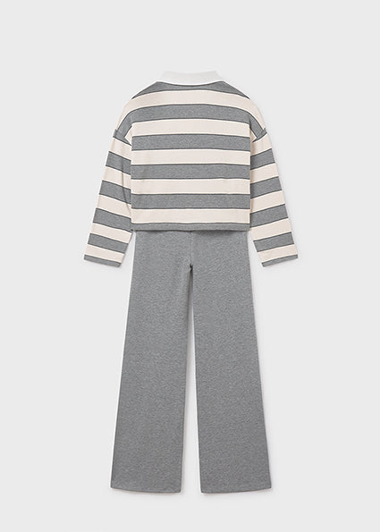 Conjunto pantalón y polo de rayas chica