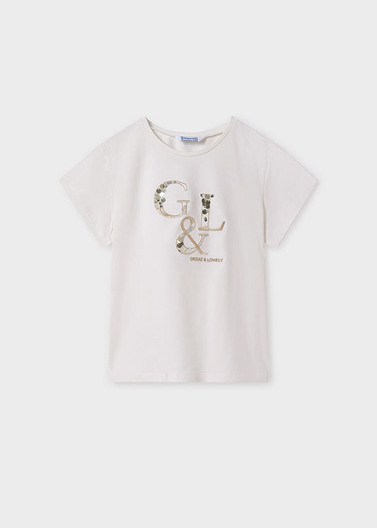 Playera letras metalizadas chica