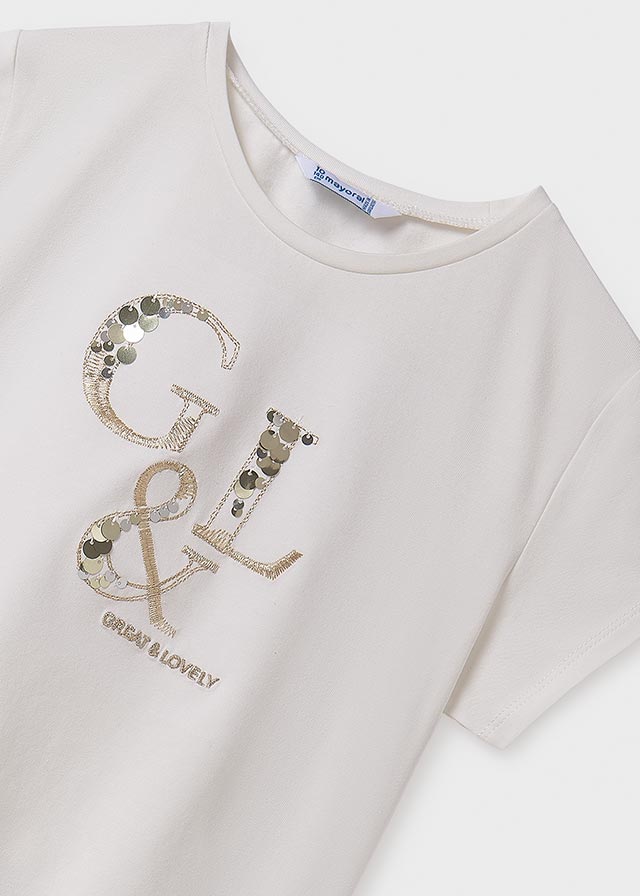 Playera letras metalizadas chica