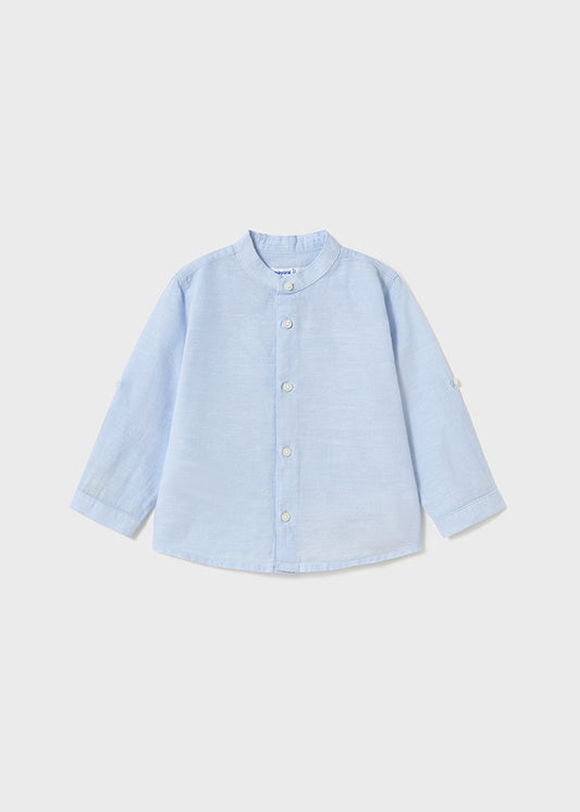 Camisa manga larga cuello mao bebé