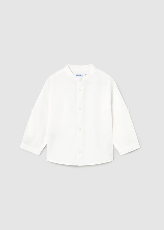 Camisa manga larga cuello mao bebé
