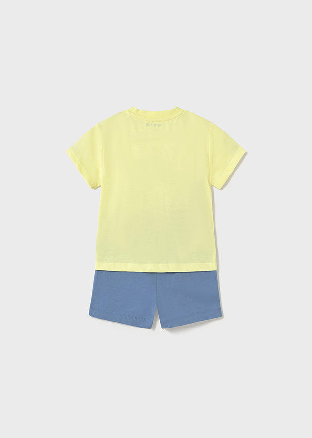 Conjunto bermuda y playera fondo marino bebé