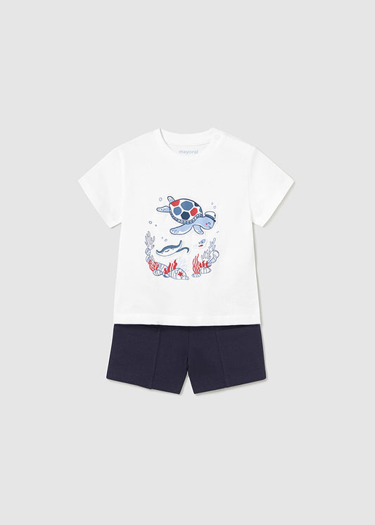 Conjunto bermuda y playera fondo marino bebé