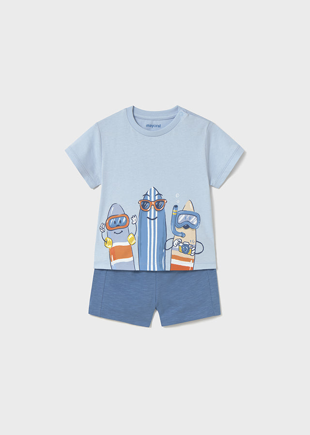 Conjunto bermuda y playera surf bebé