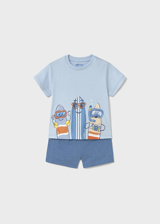 Conjunto bermuda y playera surf bebé