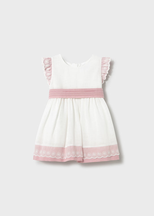 Vestido combinado con lino bebé