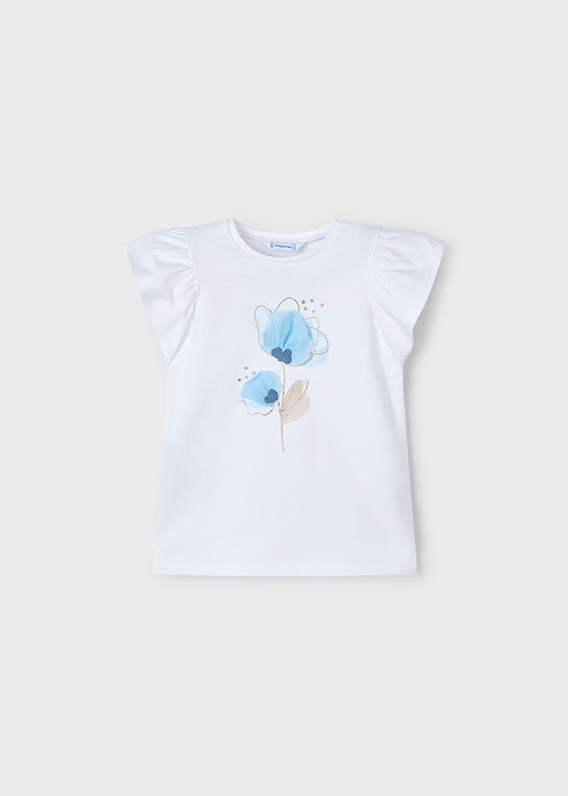 Playera flor relieve niña