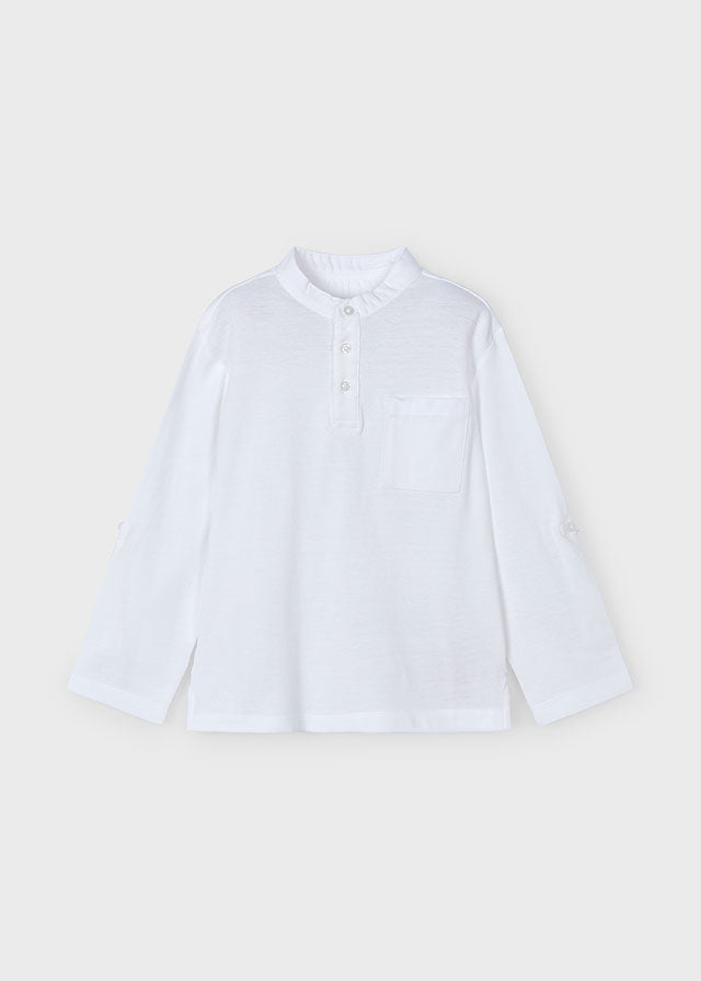 Polo manga larga cuello mao niño