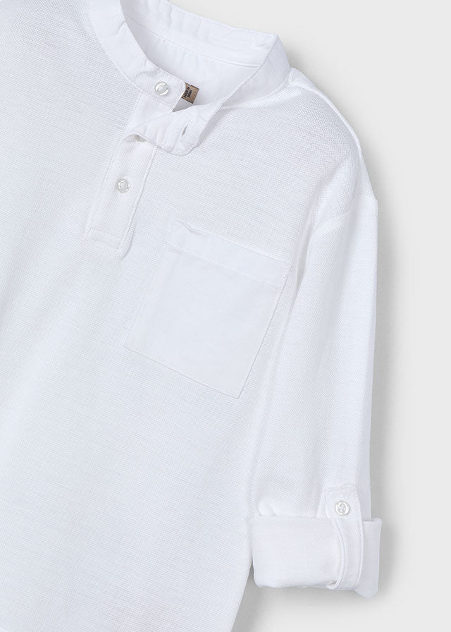 Polo manga larga cuello mao niño