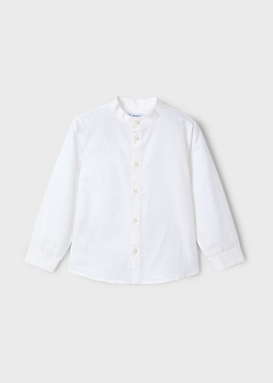 Camisa manga larga cuello mao con lino niño