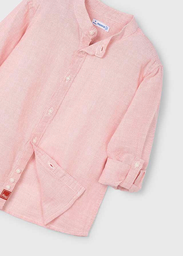 Camisa manga larga cuello mao con lino niño