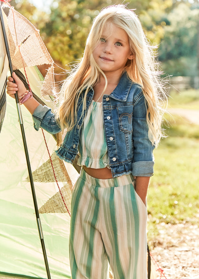 Conjunto de pantalón largo y playera rayas niña