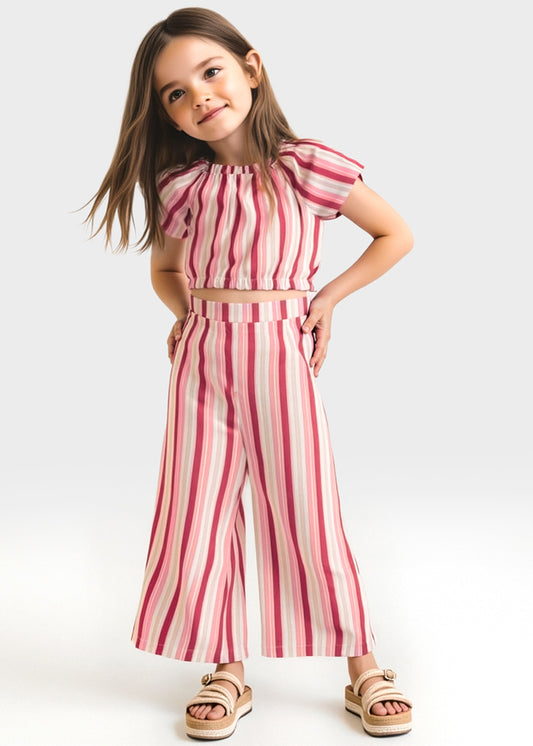 Conjunto de pantalón largo y playera rayas niña