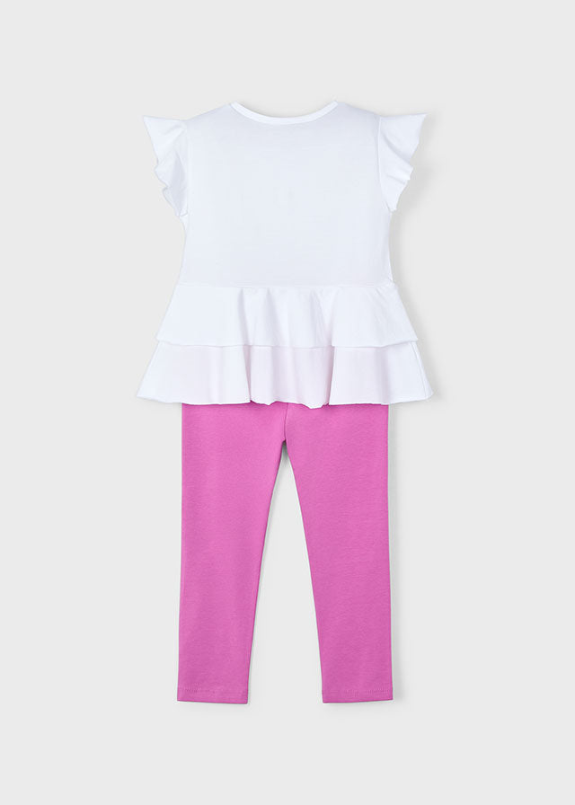 Conjunto legging tobillero y playera flores niña