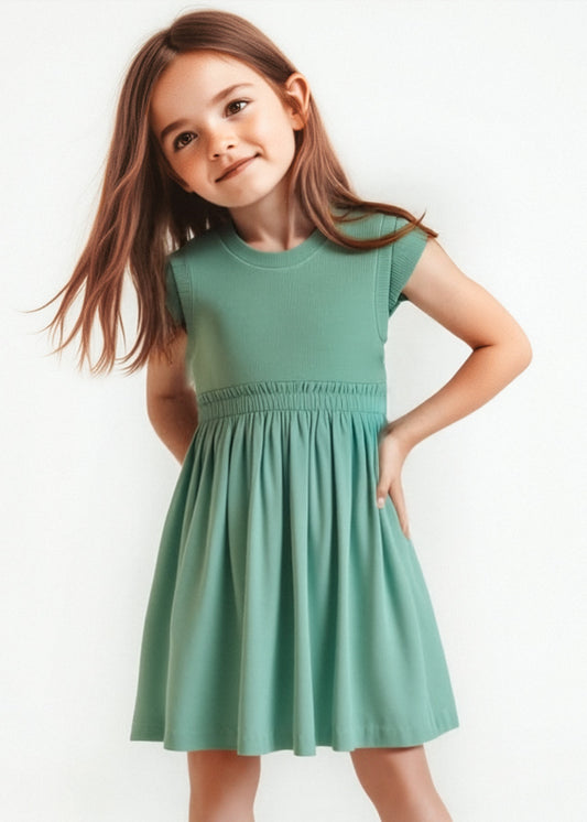 Vestido combinado canalé niña