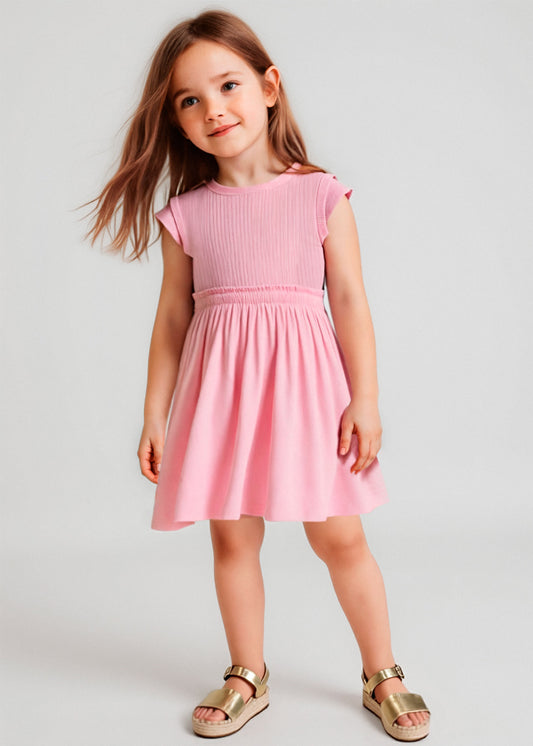 Vestido combinado canalé niña