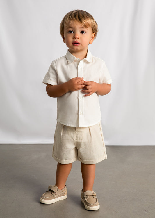 Conjunto bermuda y camisa con lino bebé