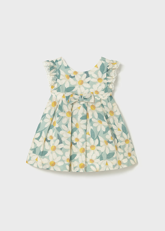 Vestido de ceremonia con holanes y estampado de flores bebé