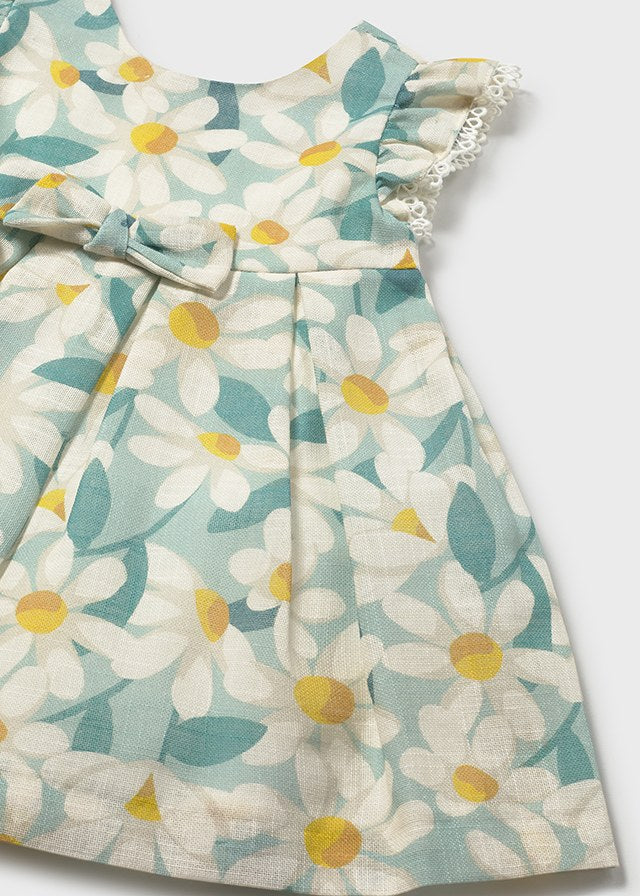 Vestido de ceremonia con holanes y estampado de flores bebé