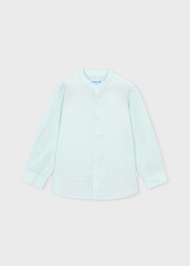 Camisa manga larga rayas cuello mao niño