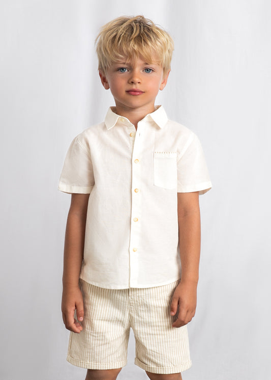 Conjunto bermuda y camisa con lino niño