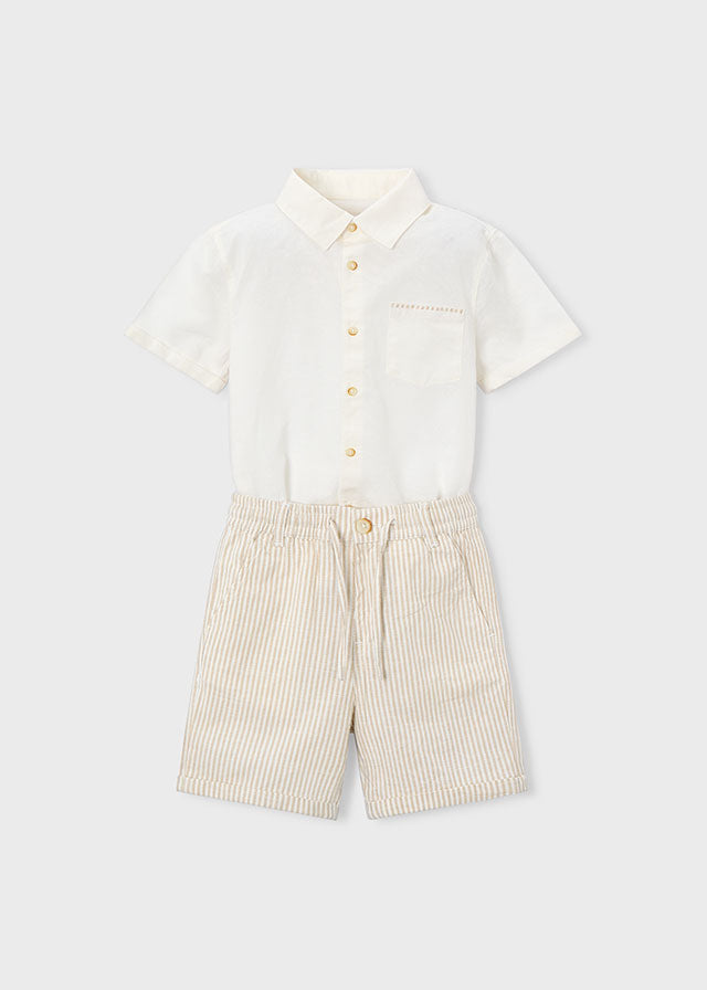 Conjunto bermuda y camisa con lino niño