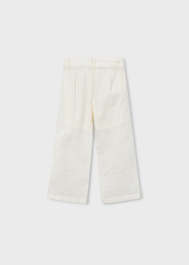 Pantalón largo bordado con lino niña