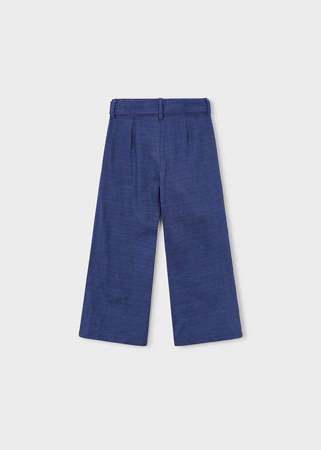 Pantalón largo bordado con lino niña