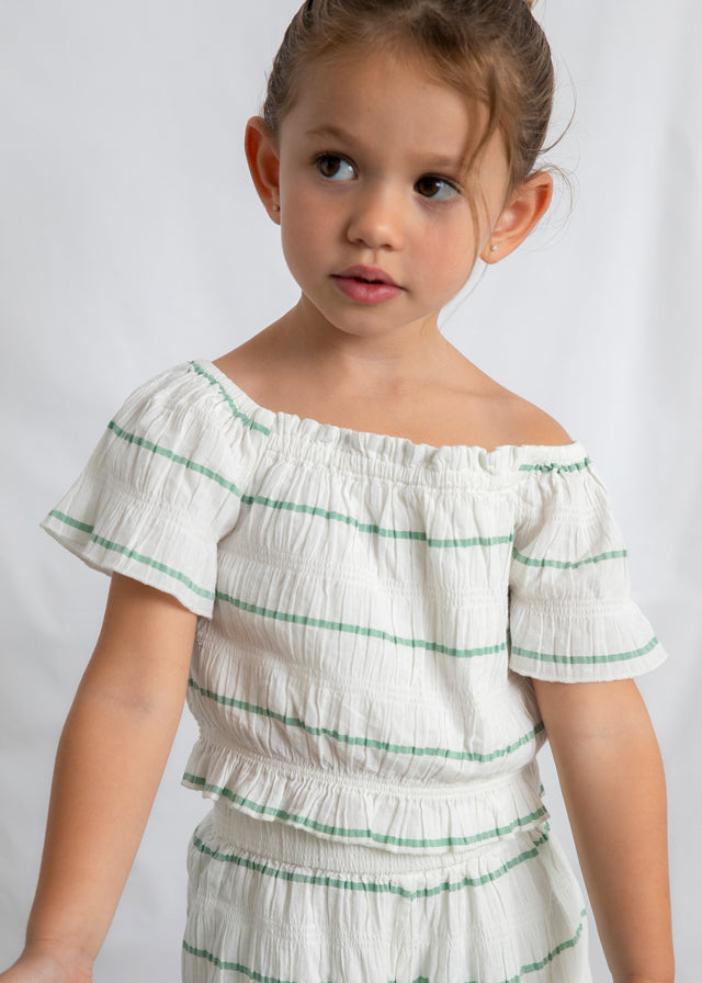 Conjunto pantalón largo y top de rayas niña