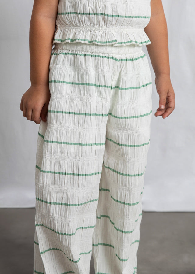 Conjunto pantalón largo y top de rayas niña