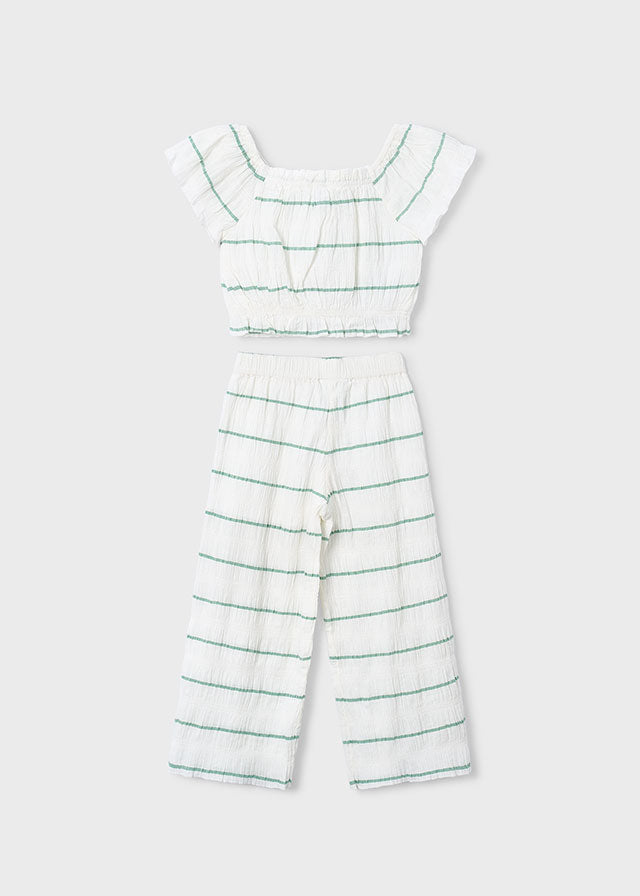 Conjunto pantalón largo y top de rayas niña