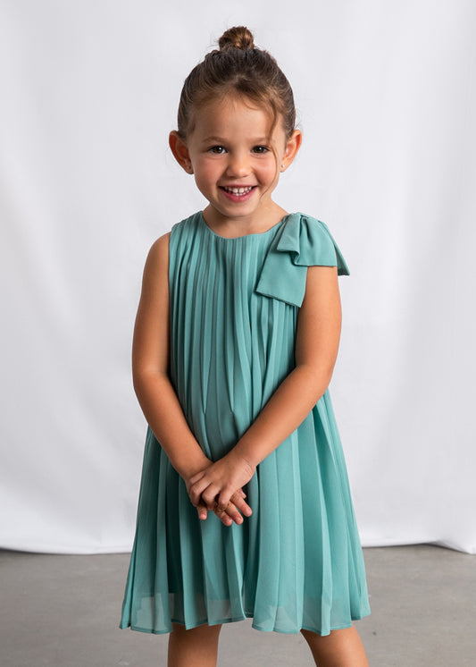 Vestido plisado moño niña