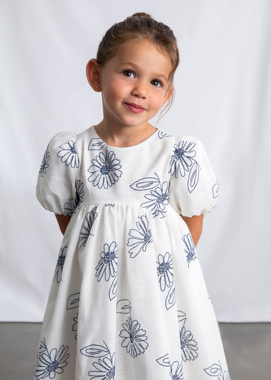 Vestido manga abullonada niña