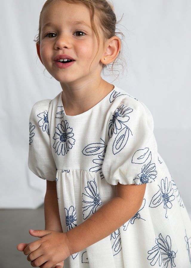 Vestido manga abullonada niña