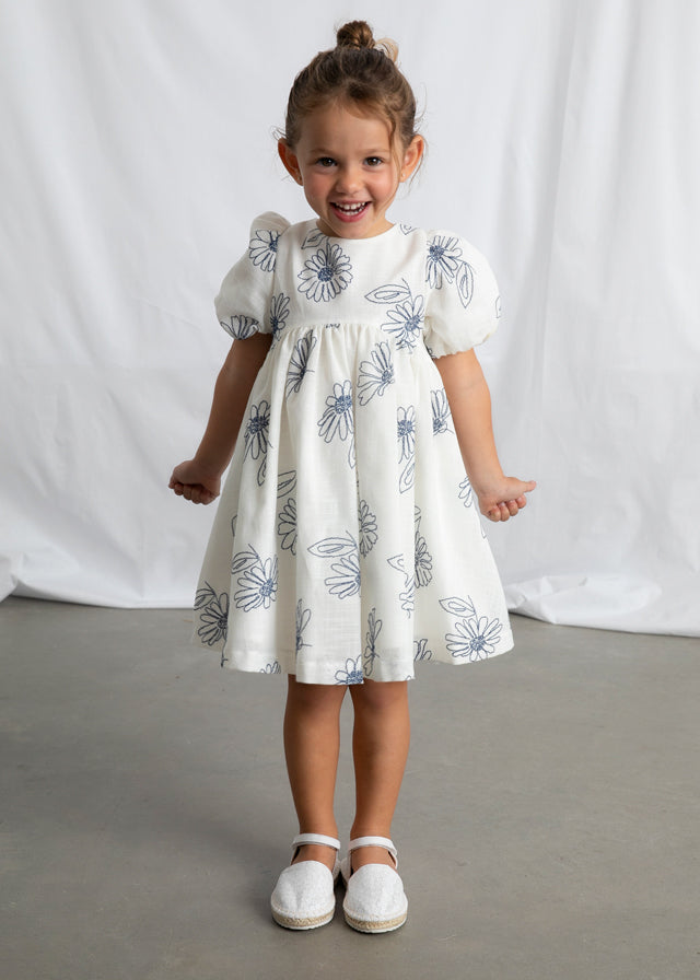 Vestido manga abullonada niña