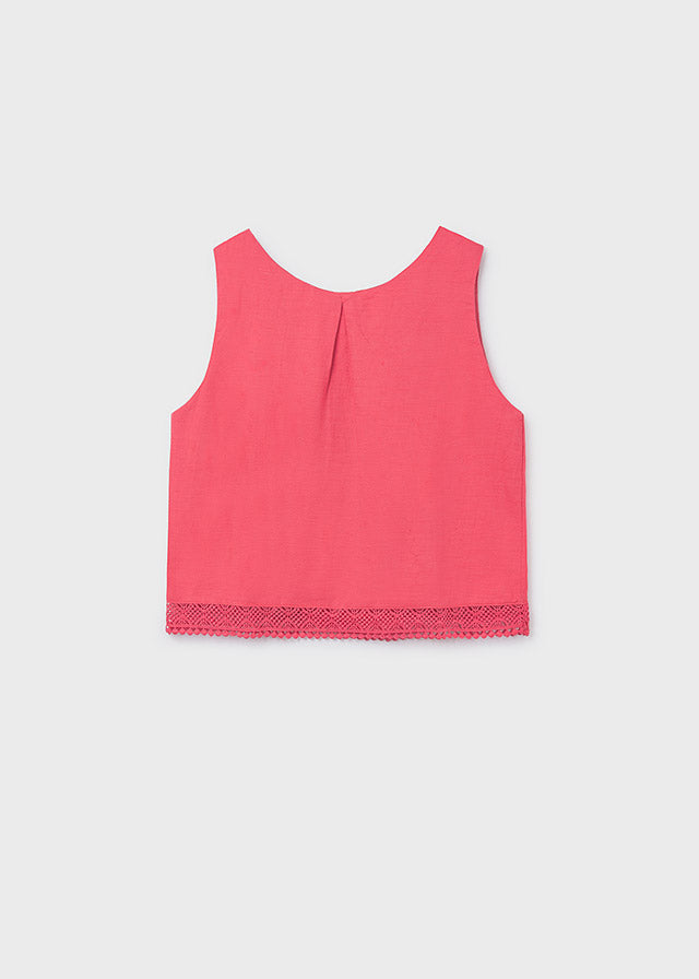 Blusa cinta bordada chica Coral