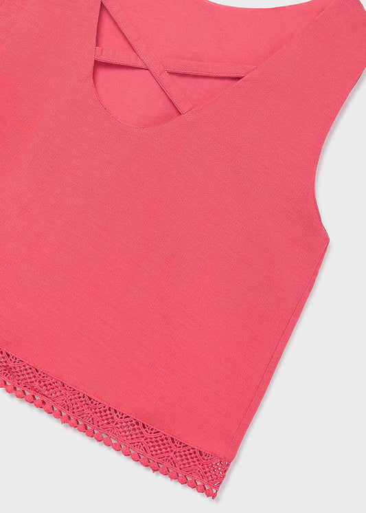 Blusa cinta bordada chica Coral