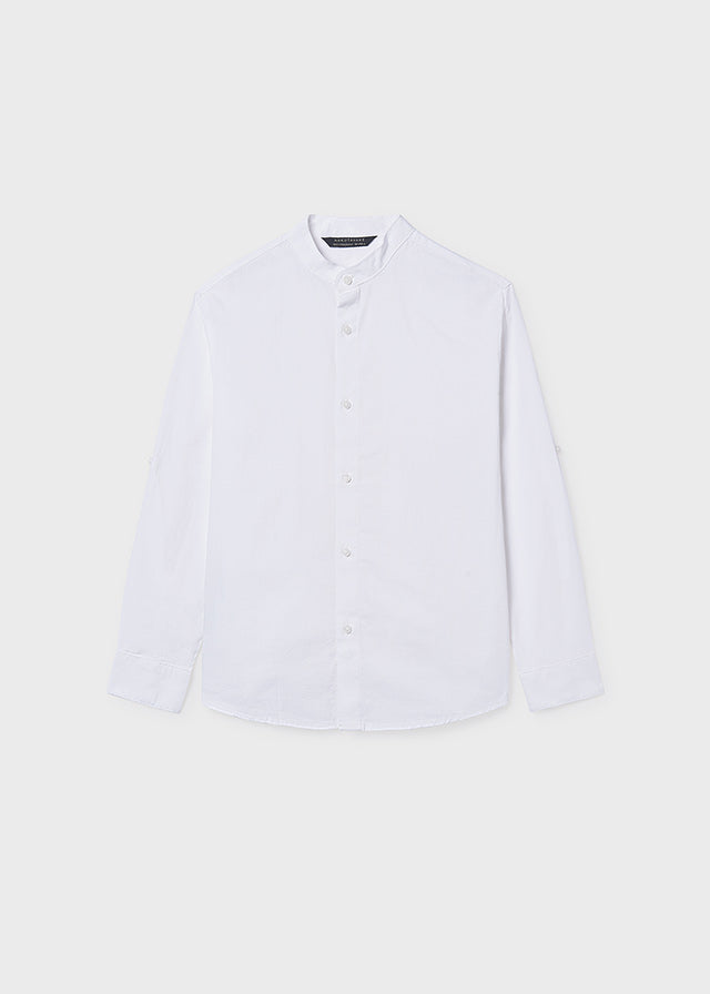 Camisa manga larga cuello mao chico