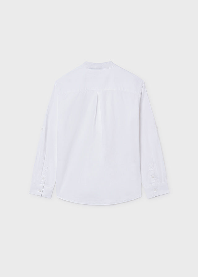 Camisa manga larga cuello mao chico