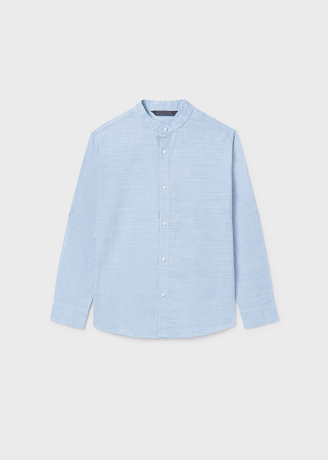 Camisa manga larga cuello mao chico