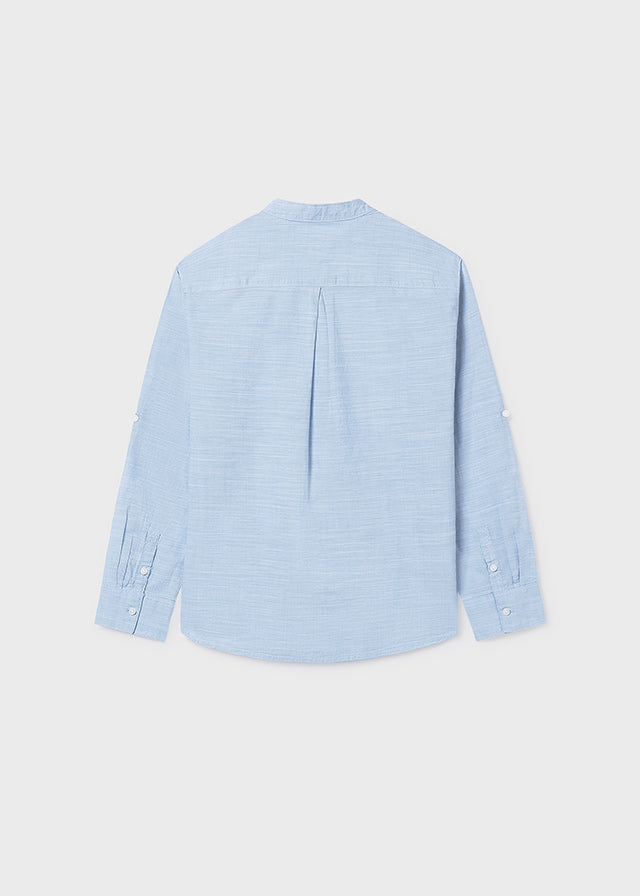 Camisa manga larga cuello mao chico