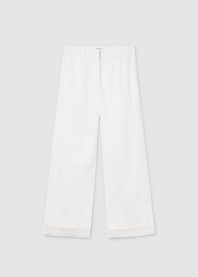 Pantalón largo cinta bordada chica