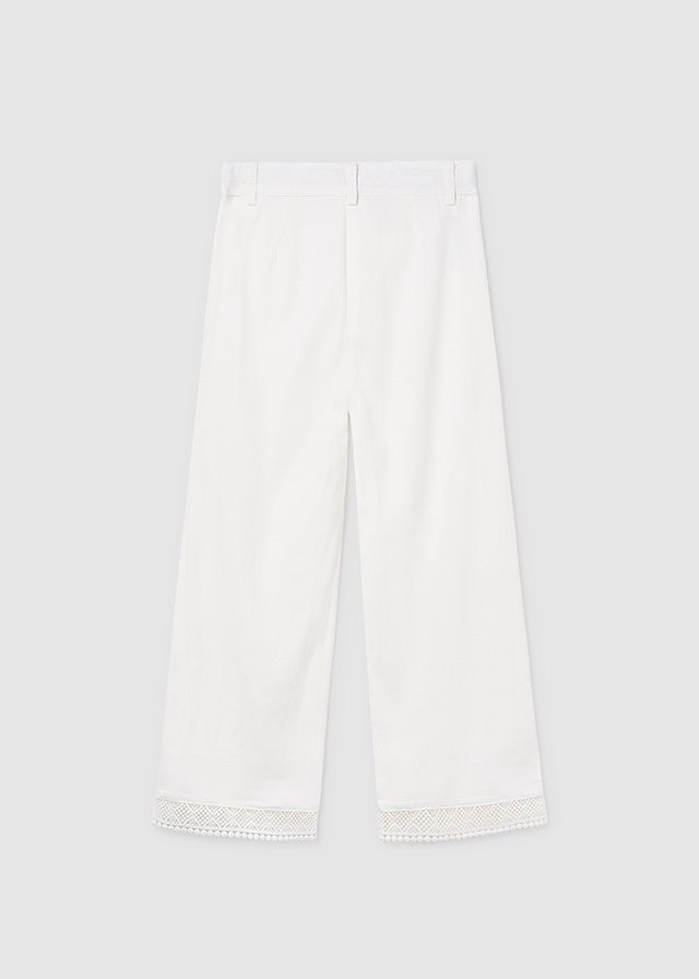 Pantalón largo cinta bordada chica
