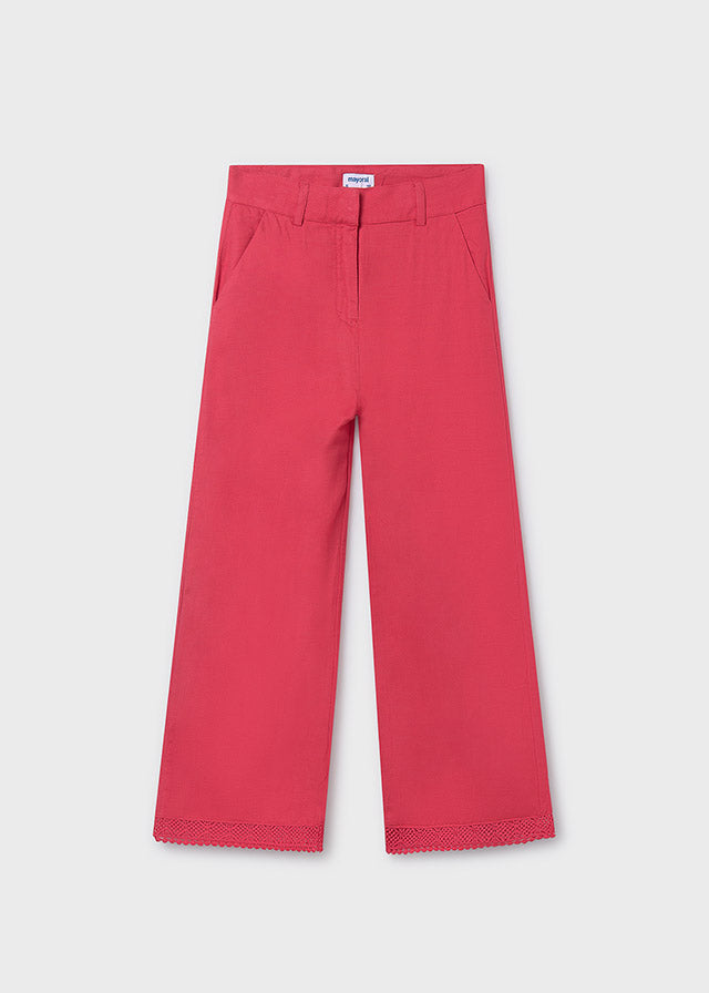 Pantalón largo cinta bordada chica